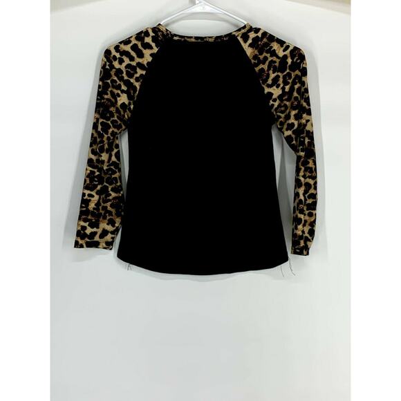 Girl’s Leopard Animal Pumpkin Raglan T-Shirt 3XL - Picture 4 of 5